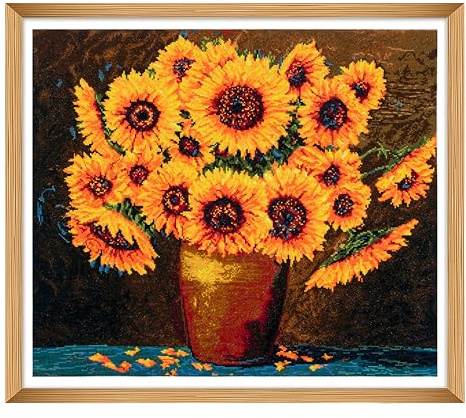Trimits Large Cross Stitch Kits - Counted Embroidery Needlework for Adults Beginners Kids, Christmas Gifts Wall Art (Frame Not Included), 14 Count, Sunflower Bloom