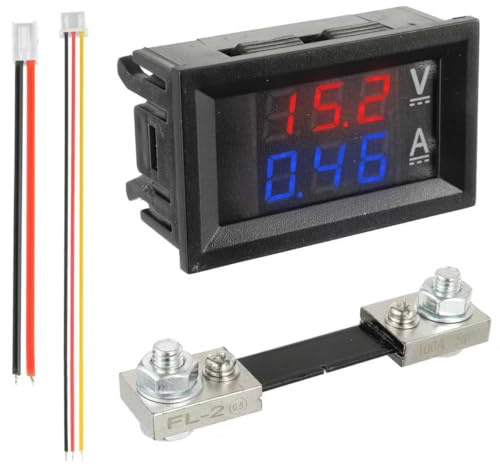 JAMHER 100A DC 0-100 V LED Digital Voltímetro Amperímetro, LED Indicador de color Rojo y Azul Panel de Medidor de Corriente de Voltaje Amp Voltímetro
