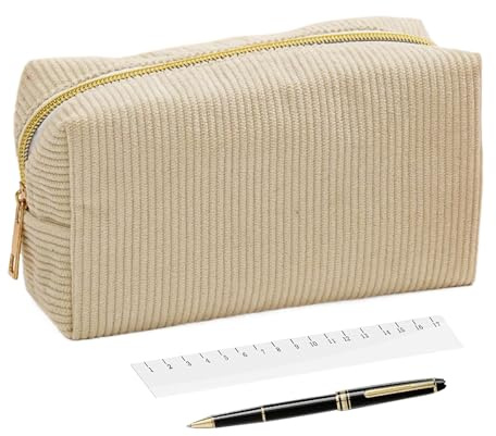 Ästhetische Schlampermäppchen,Schul Federtasche aus Cordstoff als Schreibwarenbeutel | Großes 18x8cm Schreibwaren Etui Für Schulbedarf Büro Hochschule Lehrer Jugendliche & Erwachsene Make-up
