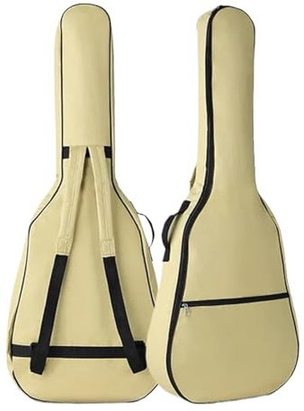 ATEUXOL Gitarrfodral 40/41 tum Oxford tyg akustisk gitarr bärväska vattentät ryggsäck bomull, dubbla remmar, vadderat mjukt fodral, Gul, Taille unique