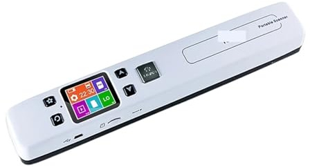 MKHFP Scanner portatif de A4 for des Fournitures Scolaires de Livre de Documents, scanners tenus dans la Main d'image de Photo de JPG/PDF de 1050DPI avec l'affichage Outil pédagogique visuel(Blanc)