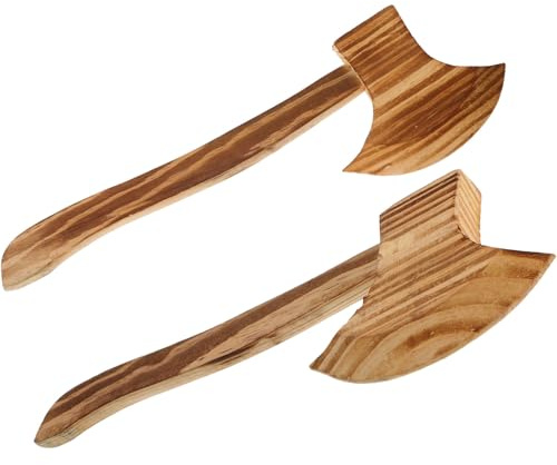 Homoyoyo Haches en Bois Réalistes 2 Pièces pour Halloween, Accessoires de Costume Sûrs et Ludiques, Jouets en Bois pour Garçon et Filles, Décorations Halloween et Cosplay, Jouets Fantaisie