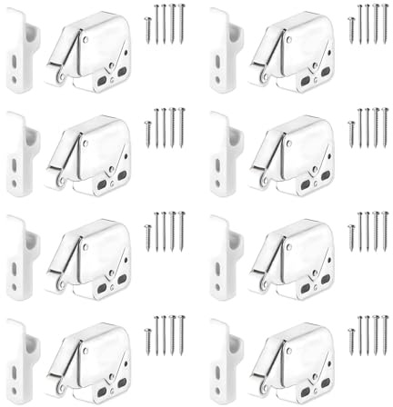 8 mini pinzas de muelle, mini cierre de tip Push Catch para muebles, sistema de cierre automático de resorte, cierre a presión, para abrir puertas de armario, armario de cocina
