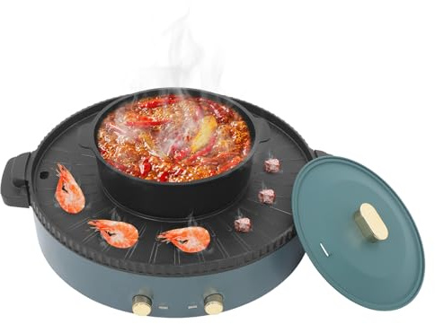 Faitout électrique en aluminium avec capacité de 2 7 l - Pour la famille - Pour appareil de table - Polyvalent - Pour la préparation de viande, légumes et Hot Pot (vert)