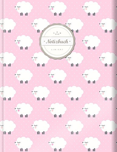 Liniertes Notizbuch (©Star, A4, 156 Seiten, Softcover) || Mit Register + Doppelrand + Lineatur 27 || Dickes Notizbuch, Fester Einband, Deutschheft, Schreibheft, Schulheft, Tagebuch, „Rosa Schafe“