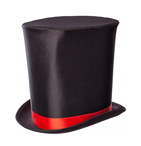 Zylinder hoch mit Band, Hut schwarz Gothic, Zauberer Kostüme Fasching Zubehör