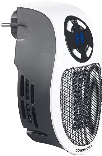 Sichler Haushaltsgeräte Steckdosenheizung: Steckdosen-Keramik-Heizlüfter mit Thermostat, Timer, Display, 500 Watt (Steckdosenheizlüfter, Kleine Heizung für Steckdose, Kleines Heizgerät)