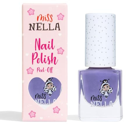 Miss Nella SWEET LAVENDER abziehbarer Nagellack speziell für Kinder, lila Glitzer, Peel-Off-Formel, ungiftig, wasserbasiert und geruchsneutral