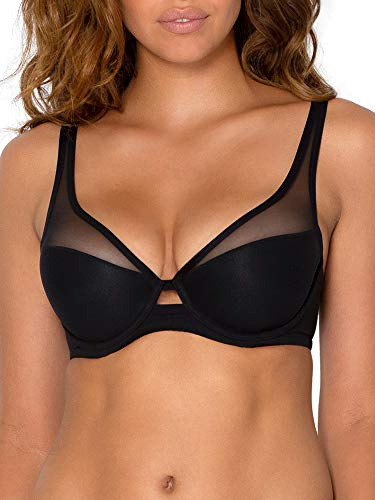 Smart & Sexy Mesh Plunge Bra Soutien-Gorge de T-Shirt, en Mailles-Noir, 85F Femme