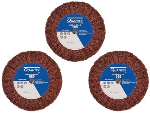 3 Stück Schleifvlies Körnung: 240, 80mmx50mm, 6mm Einspannschaft - Schleifmopstift, Schleifmop, Schleifvliesrad mit Schaft.