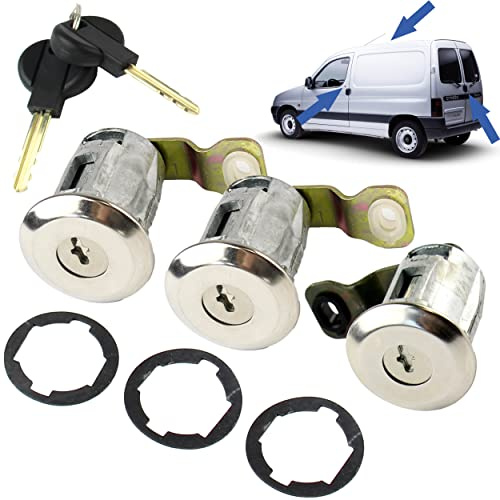 3 serrures de porte compatibles pour Berlingo 1 et Partner 1 (1996-2008) Barillets + double de clés | 4162Q4, 9170CX, 9170CW, 4161H9