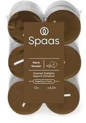 Spaas Scented Tealights flatpack x12 4.5h, Warm Wonder, Brown