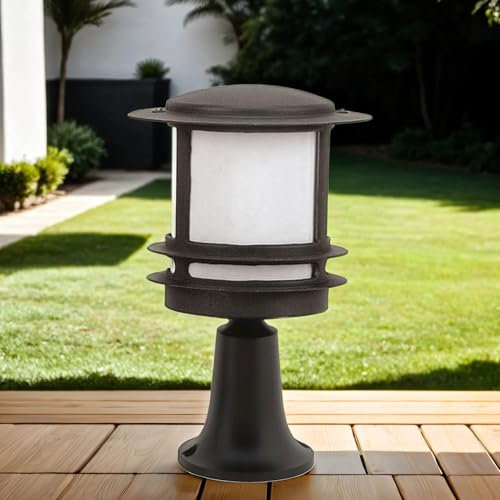 Licht-Erlebnisse Rustikale Sockelleuchte außen 35cm regengeschützt Schwarz Aluminium E27 Außenlampe Garten Terrasse