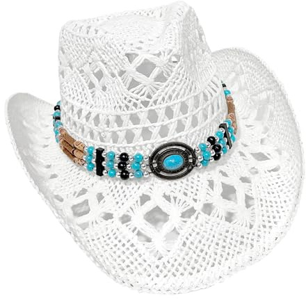 Carnavalife Sombrero Cowboy de Paja Estilo Western para Adulto, Carnaval, Fiesta y Verano, Talla única XH-12503