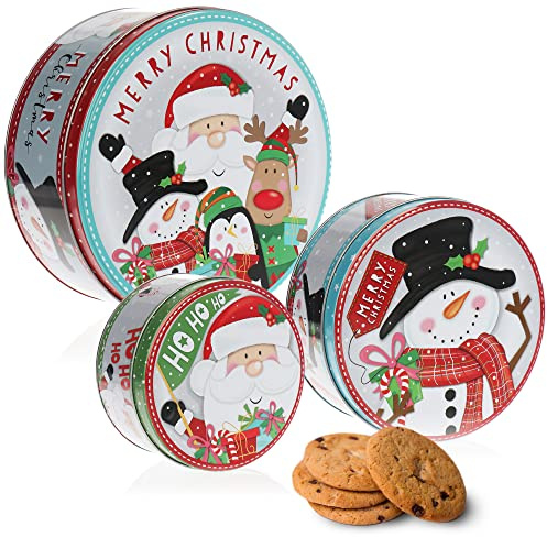 com-four® 3-teiliges Keksdosen-Set für Weihnachten, Plätzchendosen Set | weihnachtliche Blechdosen mit Deckel - Vorratsdosen für Cookies - Süßigkeiten und Geschenke
