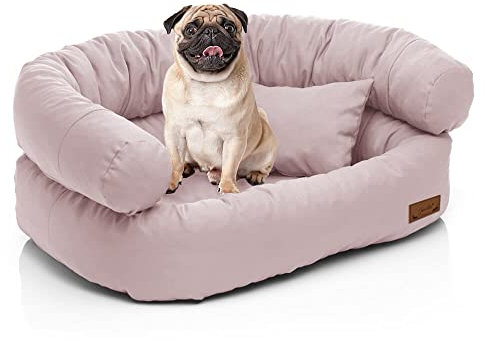 Juelle Kleinkind Hundebett - Kleinkind Hunde Sofa, Abnehmbarer Bezug maschinenwaschbar, flauschiges Bett, Hundesessel Santi S-XXL (Größe: S - 70x50 cm, Helles Puder Rosa)
