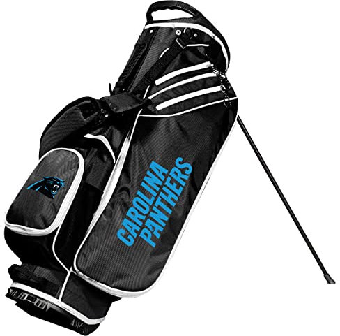 Team Golf NFL Carolina Panthers Birdie Golf Stand Bag, Lightweight, 14-Way Club Divider, Spring Action Stand, Insulated Cooler Pocket, Velcro Glove and Umbrella Holder & Padded Handles
