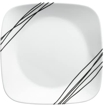 Corelle Vitrelle Glass Dinnerware Set, Chip & Crack Resistant Triple Layer Glass, 4-PC Lunch Plates, Simple Sketch