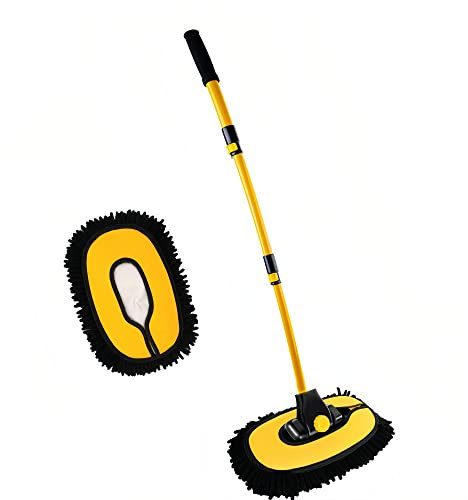 MVEQRRN Upgrade Autowaschbürste Mop mit langem Griff, Mikrofaser-Handschuh, Auto-Reinigungszubehör, Autowaschset, Werkzeug-Zubehör
