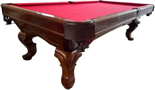 8 Ft. Tunierpoolbillard Billardtisch Pool Modell Webster Nr.: Billard mit 3cm starken Schieferplatten Tuchfarbe rot Gestellfarbe Eiche Antik