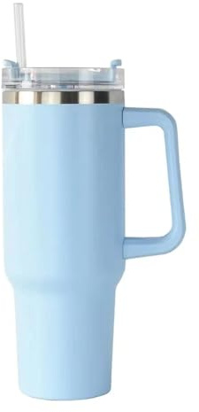 RZXBB Doppelwandiger Edelstahl Thermobecher mit Strohhalm, 40oz 1200ml Tumbler mit Griff und Deckel, Vakuum Isolierbecher Autobecher Reisebecher, Thermosflasche