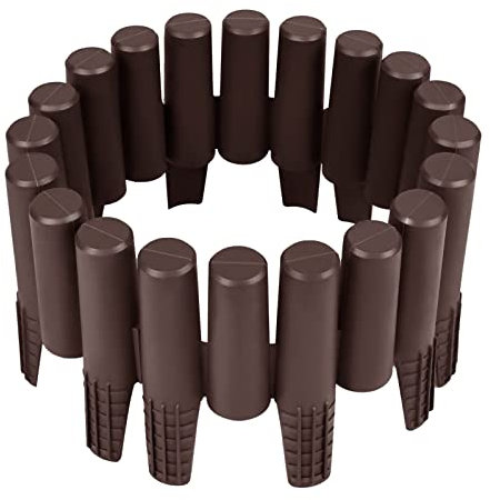 CEEDIR Rasenkante Kunststoff 8,4m Beeteinfassung Holzoptik Beetumrandung Rasenkante für Garten Rasenfläche Hof 1 Element : L 28 x H 24cm (10 Stück, Braun)