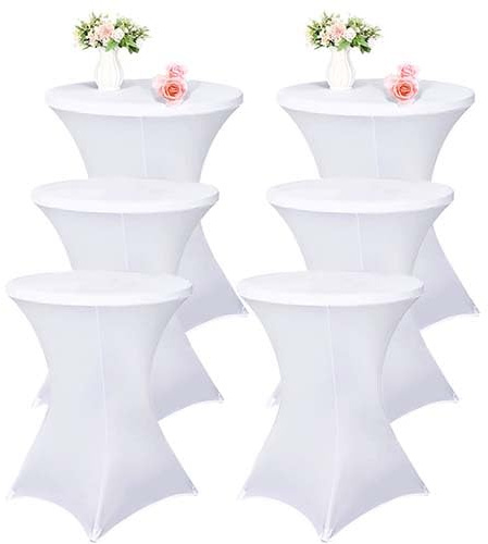 Vnituasr 6er-Set Cocktail Tischhussen, Stehtisch Husse für Bistrotisch Ø 80-85 cm, Weiße Stretch-Tischdecke für Party, Bankett, Hochzeitsereignis und Stehtische(80×110cm,Weiß)