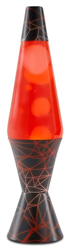 Spencer Gifts Lava Lamp - 17 Programmable Matter - The Original Motion Lamp - White Wax and Red Liquid with Polygon Pattern Printed Base Exclusive