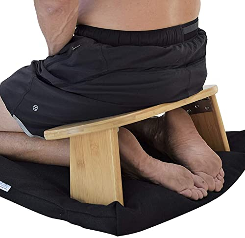 Samnuerly Original Meditationsbank, Bambus, reisefreundlich (44,5 x 19 x 17 cm), Perfekter Kniehocker, ergonomische Yoga-Bank aus Bambus