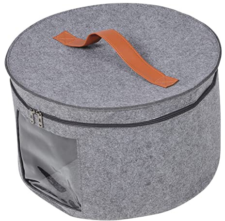 PRETYZOOM Sombrerera De Viaje Portátil Caja De Almacenamiento Redonda Tapa 40x26 Cm Gris Organizador De Sombreros Para Mujeres Estuche Para Sombreros Contenedor Para Gorras De Béisbol