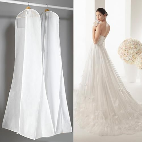 Sacchetto appendiabiti di alta qualità, per abiti da sposa, anti-polvere, traspirante, con chiusura lampo, per abiti da sposa, abiti da sera, 160/170/180 cm