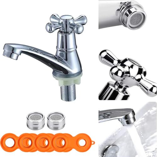 EULAPGOE Grifo para Lavabo, Grifo Monomando para Lavabo, Boquilla de Agua de una Sola manija, Grifo de Agua fría, Grifo de Lavabo de baño, Grifo de Lavabo Cromado