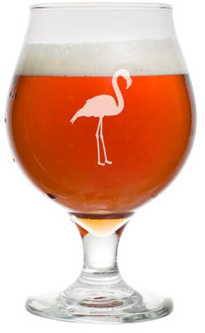 16 oz Belgian Beer Tulip Glass Stemmed Beer Glass Flamingo
