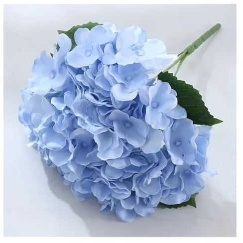 LXHZSY Ortensie Finte Realistiche Simulazione fiore artificiale grande 5 ortensia tessuto di seta casa soggiorno tavolo decorazione matrimonio fiore finto blu(Gray)