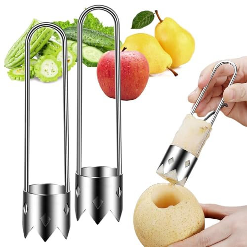 EHOTER Fruit and Vegetable Corer Tool, 2024 Upgraded Stainless Steel Fruite Corer, Apple Core Remover with Ergonomic Handle, Bell Pepper Corer Tool for Vegetables Fruit Corer Kitchen Gadget (2pcs)