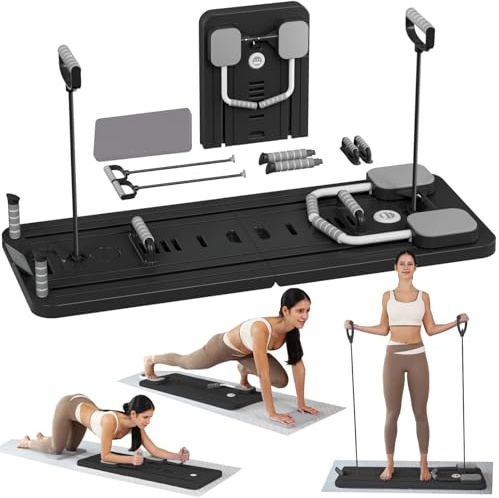 ExeractFit ExeractFit Pilates Board - 2025 Upgraded Plegable Pilates Reformer Machine Set per Hogar Pilates Equipment Multifuncional Rodillo Abdominales Rebote Automático Home Workout(Schwarz)