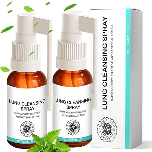 Lot de 2 sprays herbaux, nettoyant des poumons, spray nettoyant des poumons aux herbes toxiques pour la respiration, convient pour un usage quotidien, spray de réparation quotidien (2 pièces)