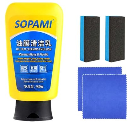 Sopami Émulsion de nettoyage de film d'huile,Spray de revêtement de voiture Sopami,Spray de polissage de cire de voiture à enduire rapidement Sopami (ÉmulsionX1Pcs)