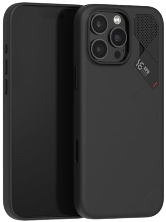 Aulumu A16 Vegan Leder Kühlung für iPhone 16 Pro Max Hülle | Kamera-Steuerung | Mit Kühlrippen | Luxus-Komfort | Kompatibel mit MagSafe | Komplett Umschließend - Touch Schwarz