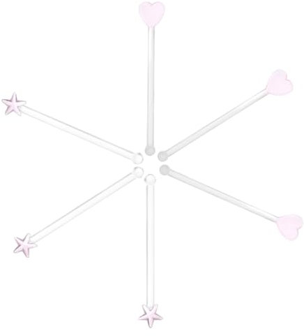 FUNNETOYU Glass Stirring Sticks and Wine Swizzle Stirrers Set of 6 Glass Cocktail Sticks with Pink for Bar and Home Drink Mixing