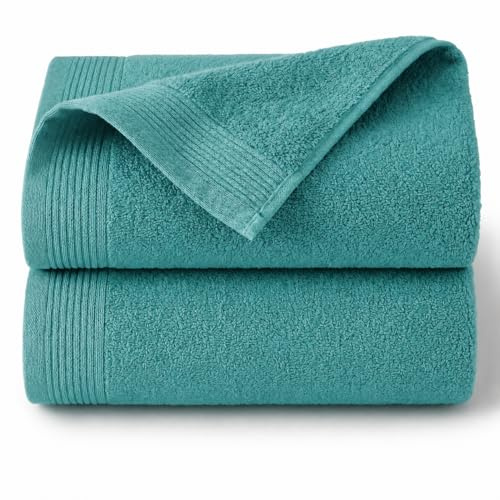 NOVOTEXTIL Toallas Baño Grandes 100x150 cm – Juego de 2 Toallas 100% Algodón 500 g/m² – Alta Absorción, Suaves y Resistentes – Toallas de Ducha Premium (Aguamar)