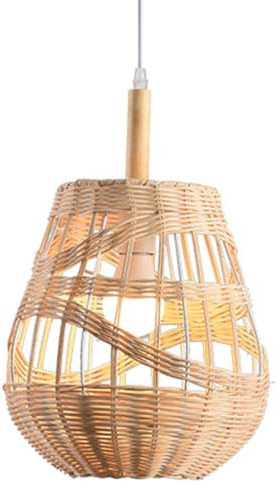 HKOLIMB Lámpara de Cesta Tejida de bambú de 9,8 Pulgadas 1- Lámparas Retro Tejidas a Mano Lámparas Colgantes Ajustables de Estilo japonés para Isla de Cocina, Sala de Estar y Dormitorio