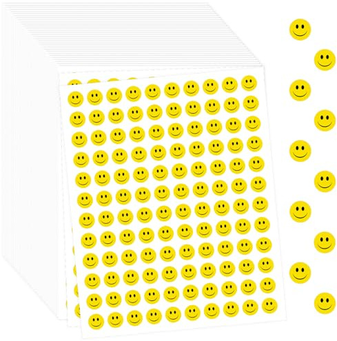 6000PCS Smile Aufkleber Sticker Klein 1cm,Gelb Happy Face Incentive-Aufklebern,Mini Belohnungssticker Für Lehrer Und Eltern Moderationskarten,Belohnungskarten,Förderung Der Interaktion Mit Schülern