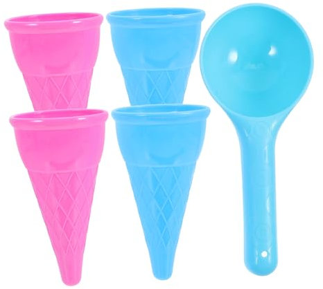 Toyvian 5 Stück Teiliges Set Strandspielzeug Eiscreme Tüten und Schaufeln Buntes Sandspielzeug für Kreative Spiele im Sandkasten und Am Strand Fördert die Fantasie und Zufällige Farbe