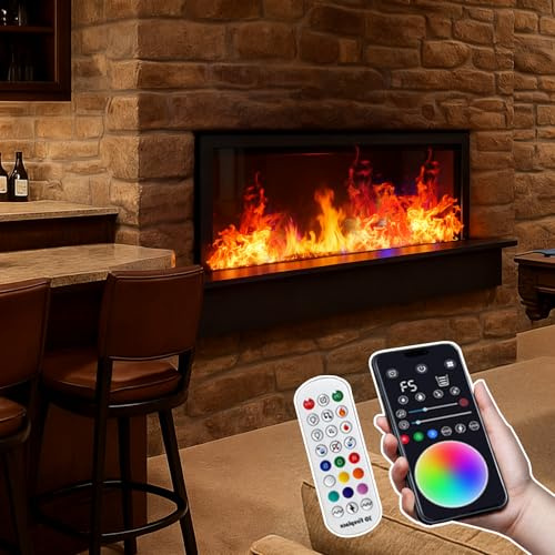 agreilduite 3D-Wasserdampfkamin, Einbau-Dampfkamin, 3D-Simulierte Flamme – Berührbarer Wassernebel – Flamme In 9 Farben Einstellbar, 3D-Nebelkamin Mit Automatischer Wasserzufuhr 50cm/19.6in