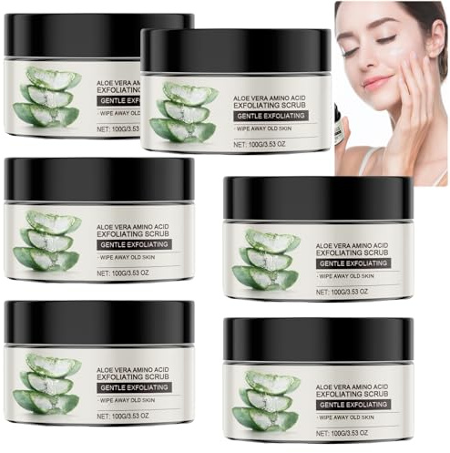 Aloe Vera & Aminosäure-Peeling, sanftes Gesichts- und Körperpeeling für dunkle Halspartien, aufhellend und porenverfeinernd, verbessert trockene, raue Haut, tägliches Gesichtspeeling (6 pcs)