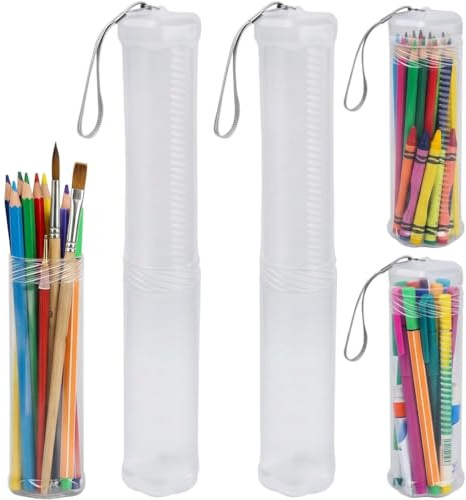 EAAGHK Astuccio per Matite Telescopico Trasparente-2 Pezzi, Custodia per Pennelli in Plastica Estensibile, Portapenne Portatile Trasparente per Riporre Pennelli, Penne, Rossetti e Pennelli