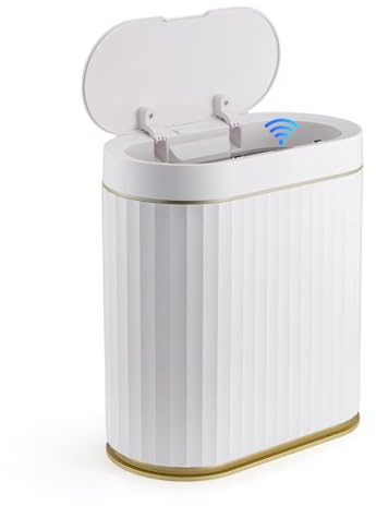 BLUE BAZAAR Smart Touchless Bathroom Trash Can 10L Motion Sensor bin for bedroom Automatic Motion Sensor Rubbish Can with Lid Narrow Small Garbage Bin for Kitchen, Office, Toilet, Bedroom