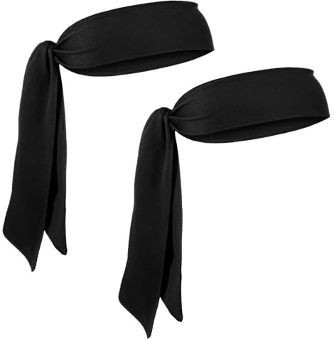 Lot de 2 bandeaux de sport à nouer pour homme et femme, bandeau ninja réglable et bandana pour basket-ball, softball, course à pied, entraînement, yoga, volley-ball, ninja, karaté, tennis