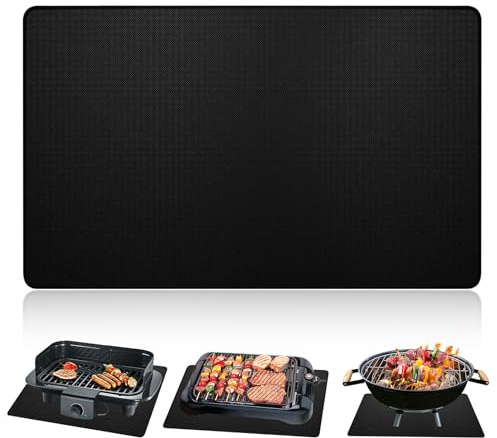 Heat Resistant Mat for BBQ Grill, 40 x 60 cm Protective Tabletop Mat, Waterproof and Oil-Resistant Surface Protector for Portable Grill, Pizza Oven and Hot Appliances, Black